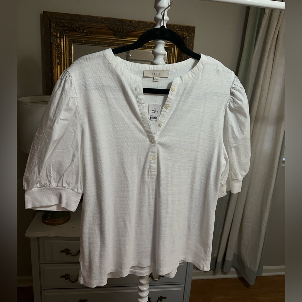 NWT loft work puff sleeve top XL
